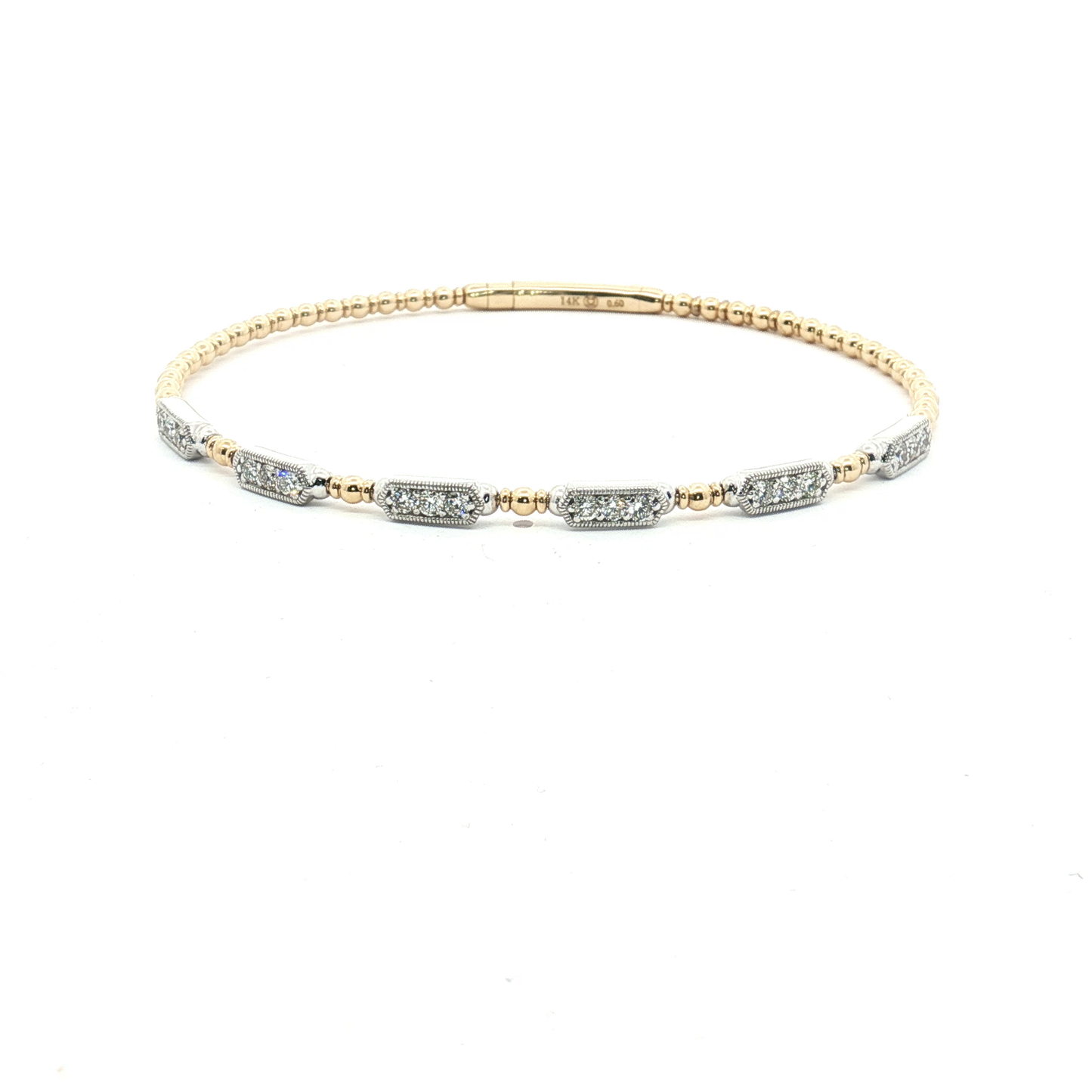 Two Tone Diamond Beaded Flexible Bracelet