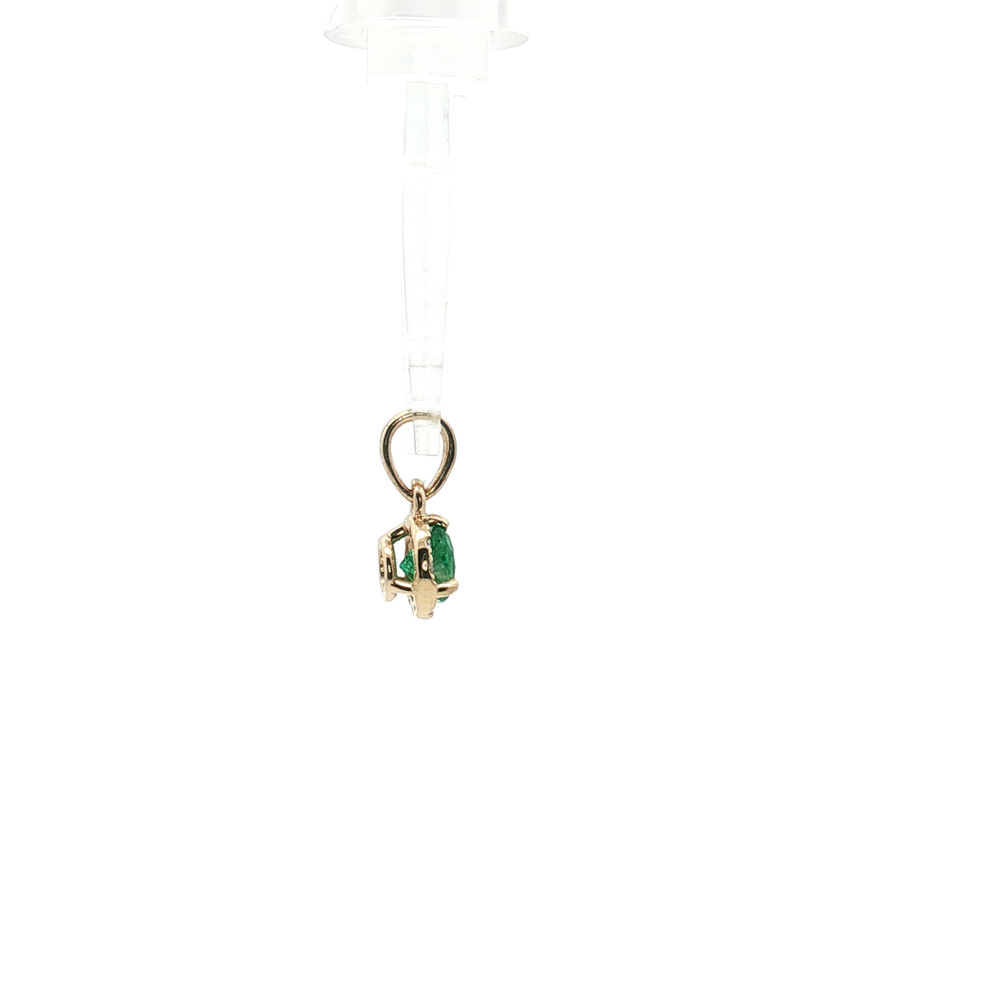 Round Brilliant Cut Emerald and Diamond Halo Pendant
