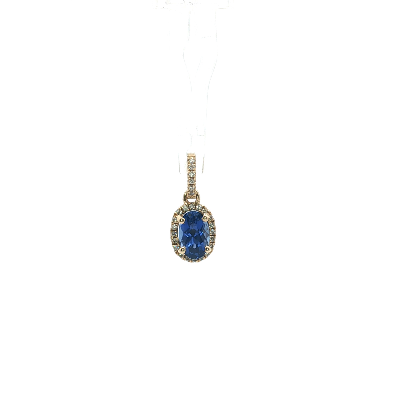 Oval Ceylon Sapphire and Diamond Halo Pendant