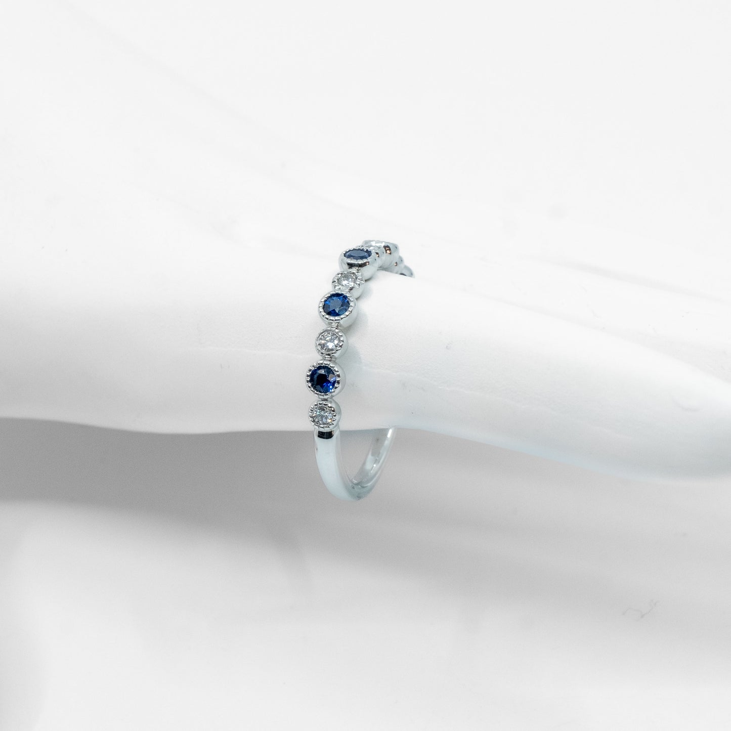 Sapphire and Diamond Bezel Set Half-Way