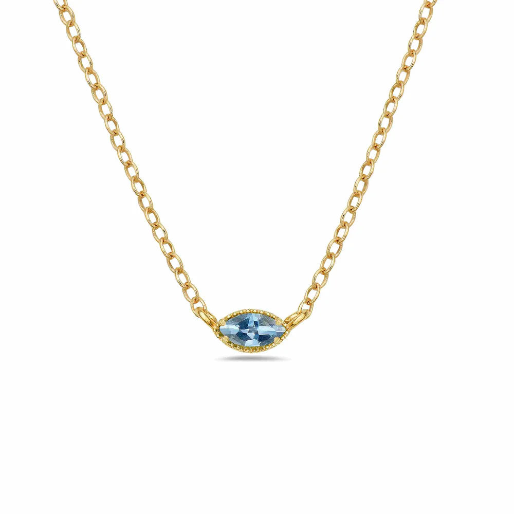 East West Aquamarine Necklace