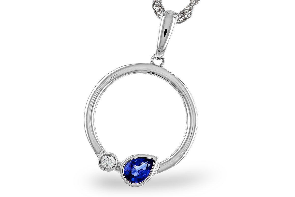 Pear Sapphire Circle Pendant