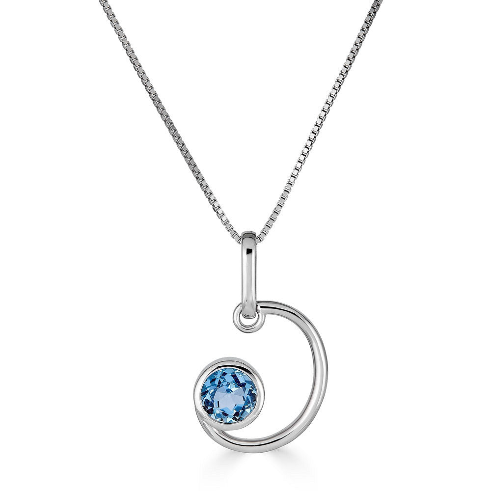 Blue Topaz Swirl Drop Pendant