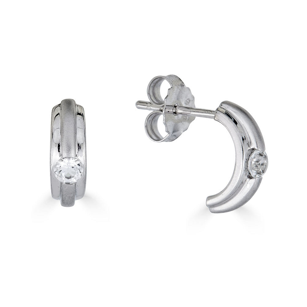 White Topaz Hoop Post Earrings