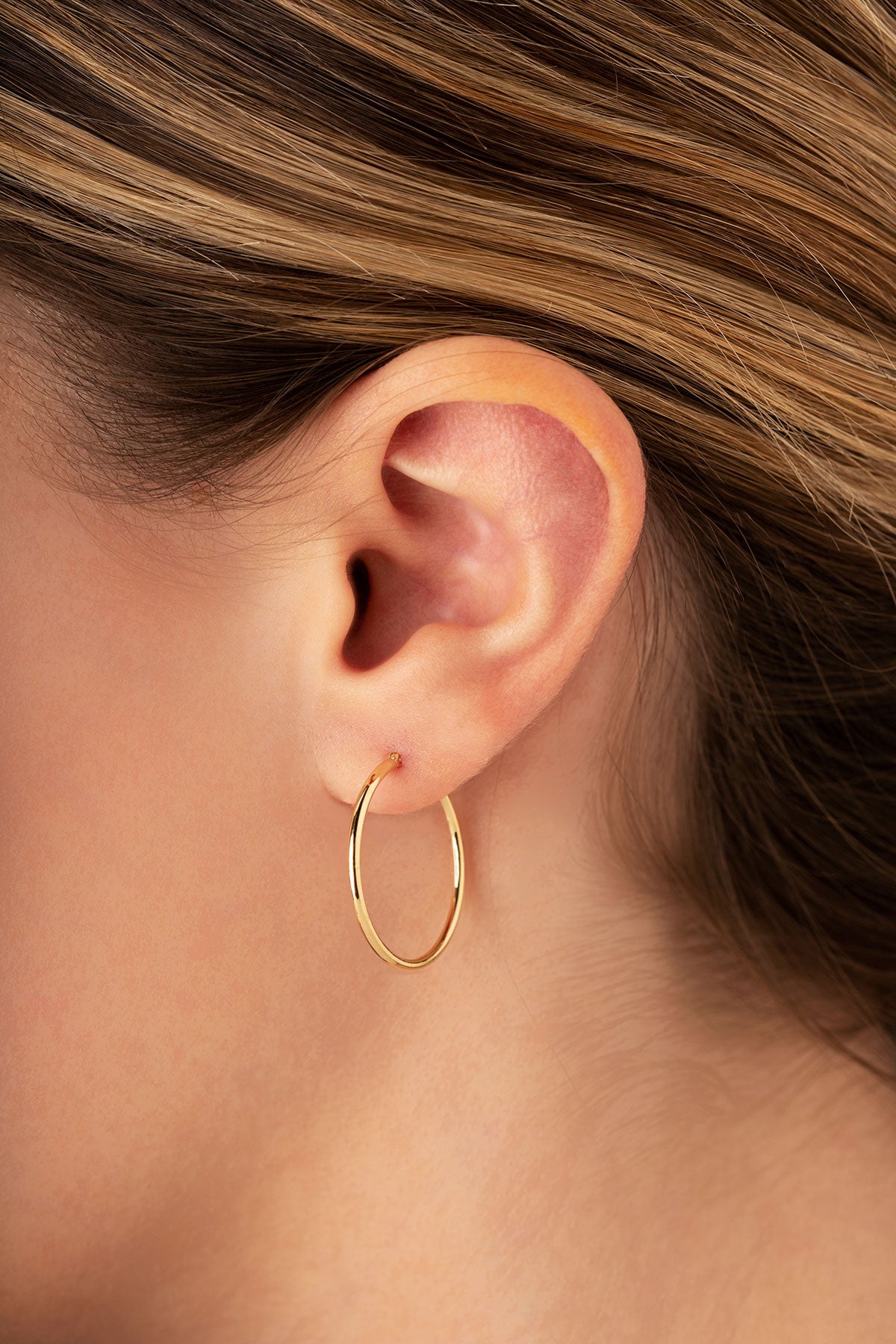 Yellow Gold Tube Hoops - 1.5X20MM