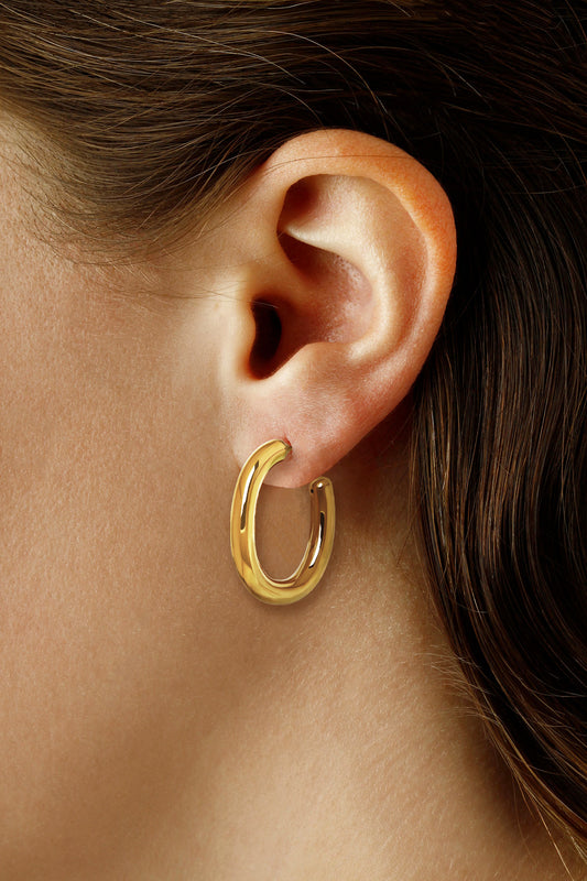 Oval "J" Hoop Tube Earrings