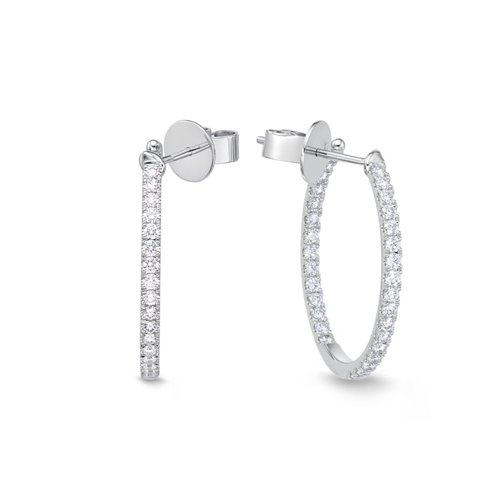 Image 1 of Round Shared Prong Diamond Hoops 1ctw approx.