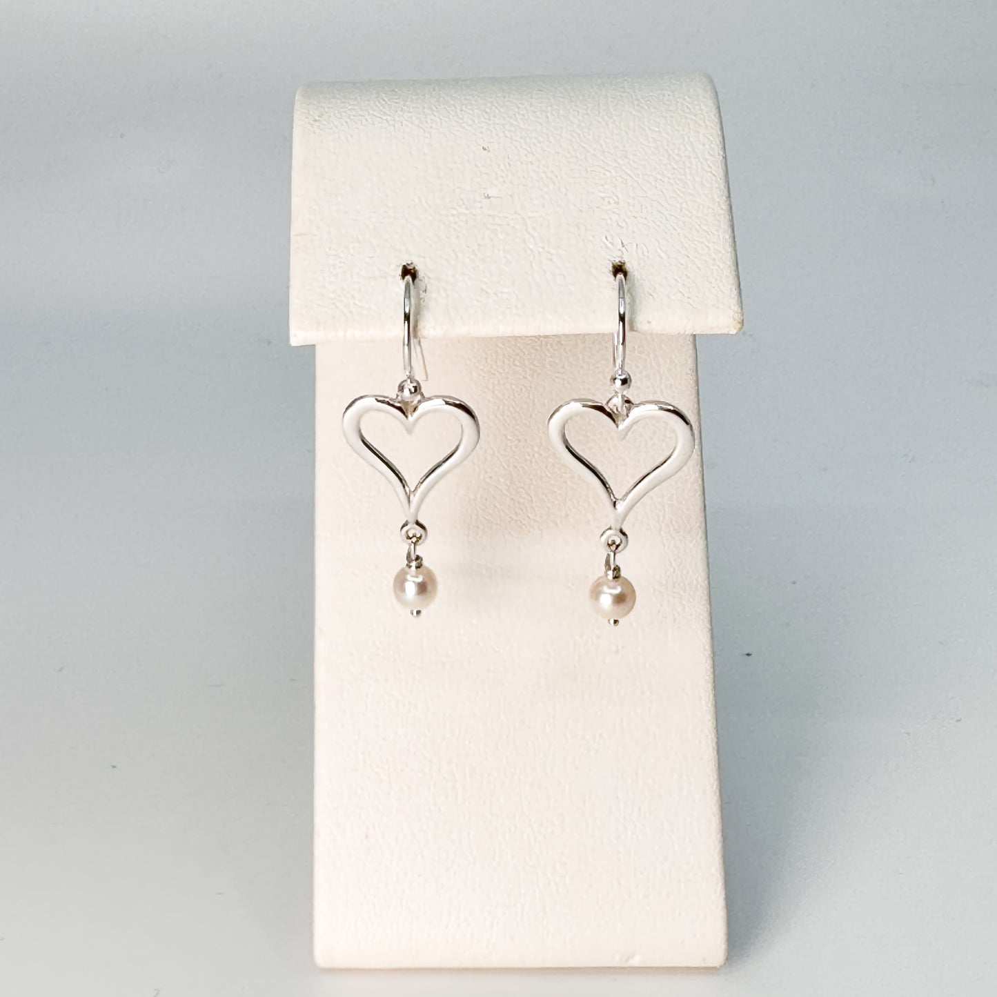 Heart Shaped Earrings with Freshwater Pearl