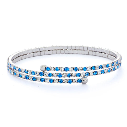 Sapphire and White Crystal Bangle