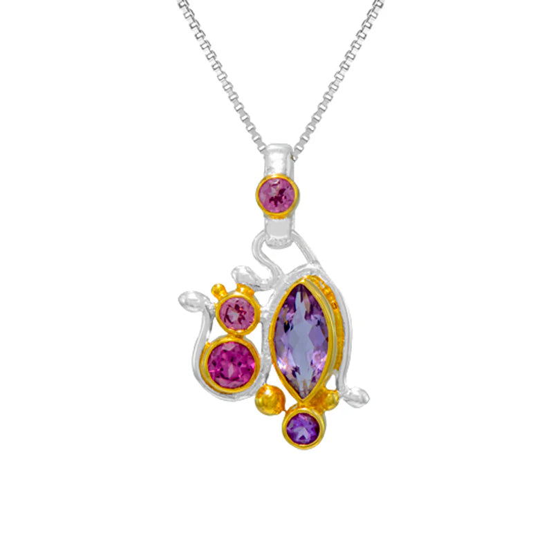 African Amethyst and Rhodolite Garnet Pendant