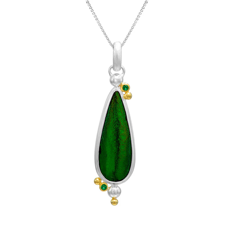 Beetle Wing Pearl Pendant