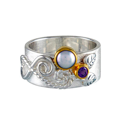 Pearl and Garnet Ring