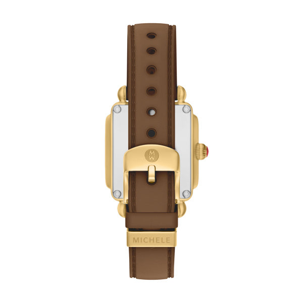 Deco Sport Mid Gold-Tone Brown Silicone Watch