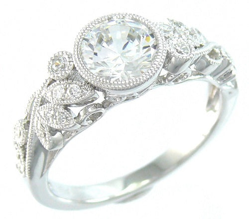 Hand Engraved Vintage Style Engagement Ring