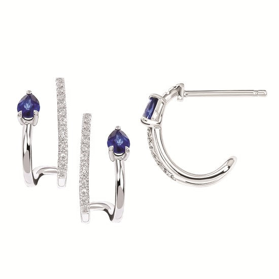 Sapphire and Diamond Hoop Earrings