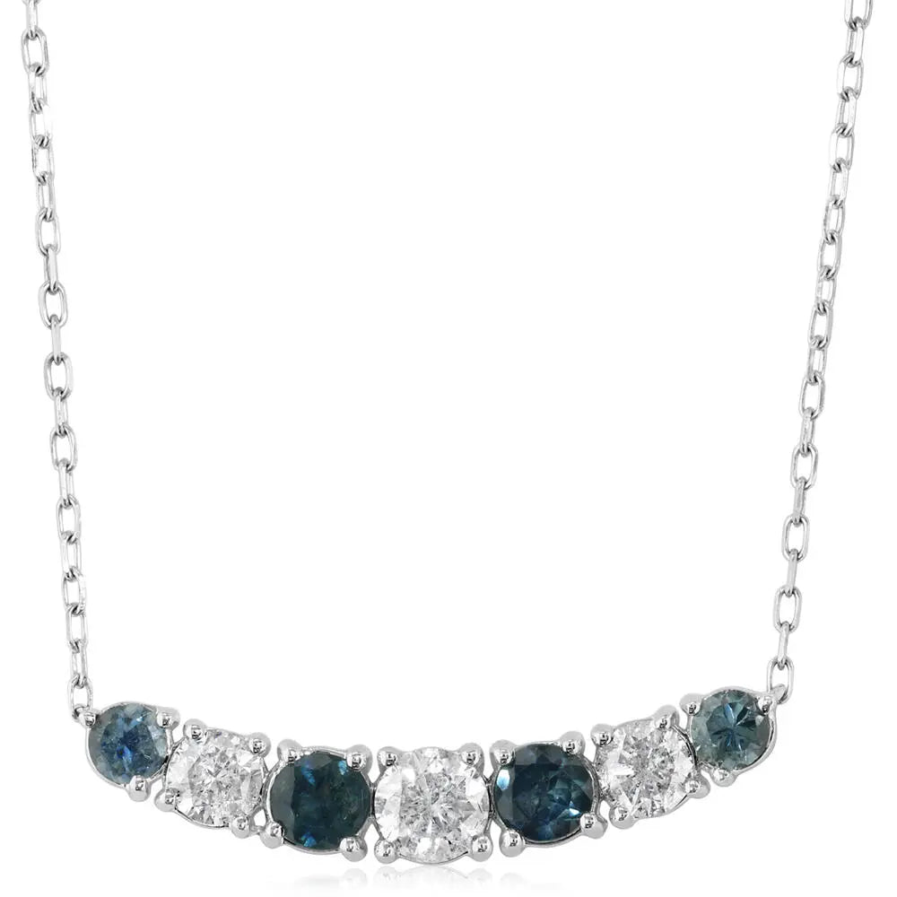 Montana Sapphire and Diamond Curved Bar Necklace