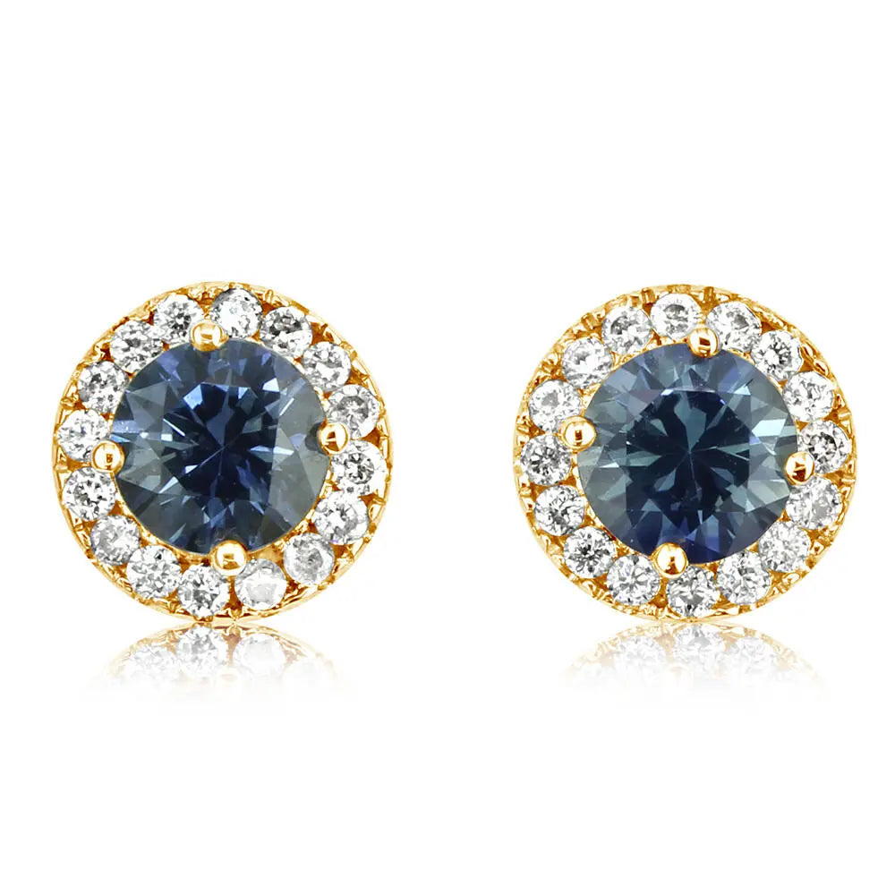 Yellow Gold Montana Sapphire Earrings