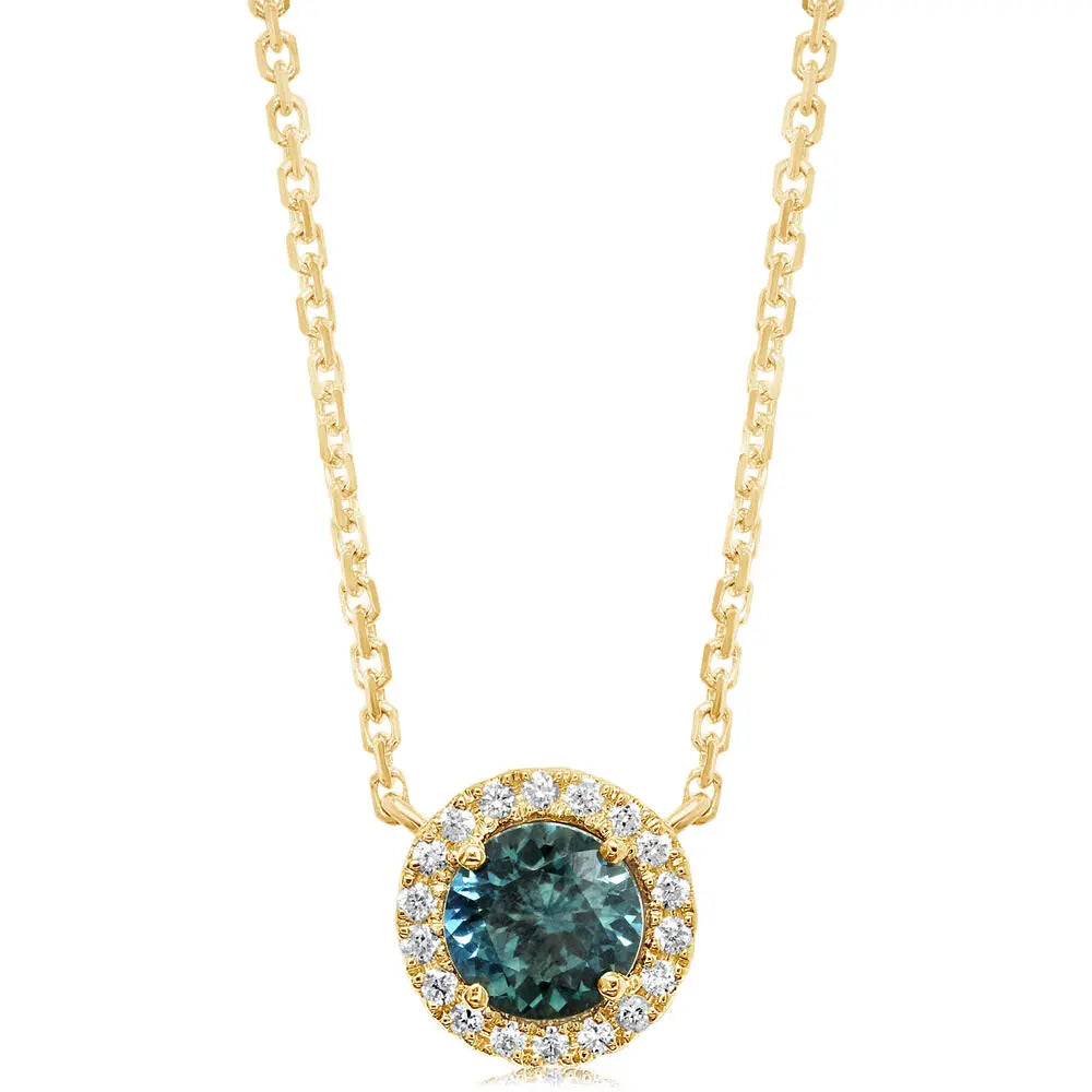 Yellow Gold Montana Sapphire Necklace