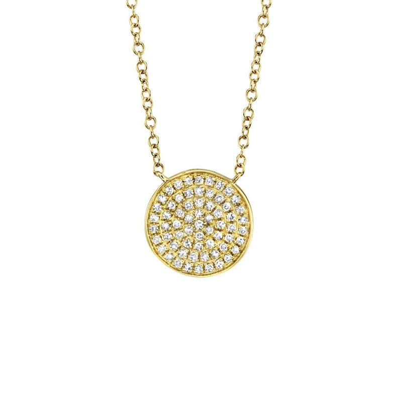 Yellow Gold Pave-Set Circle Pendant