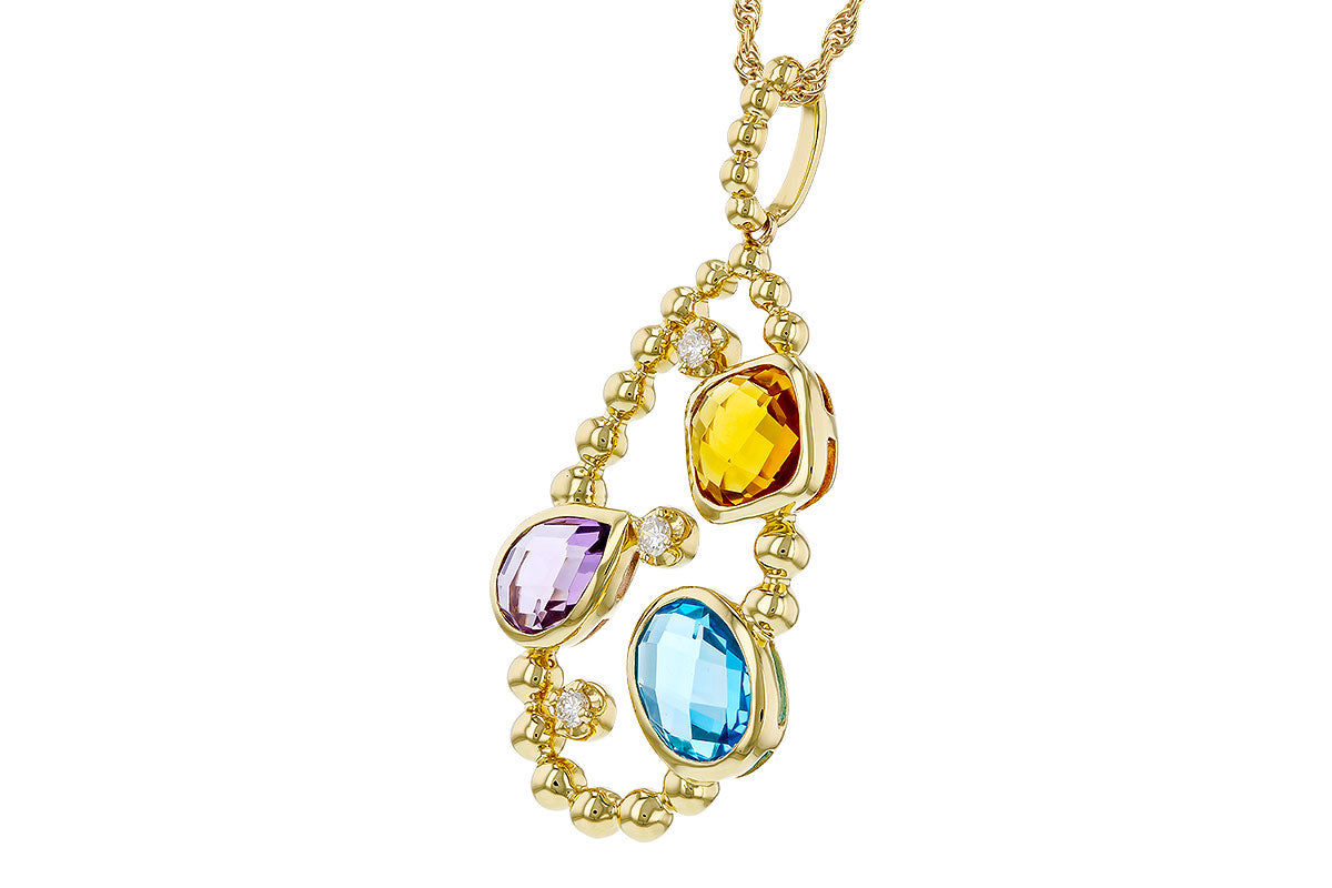 Multi-Color Stone and Yellow Gold Necklace