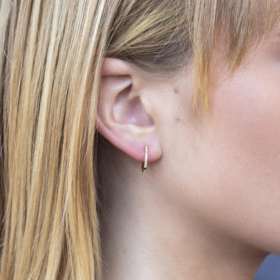 Yellow Gold Diamond Huggie Earrings