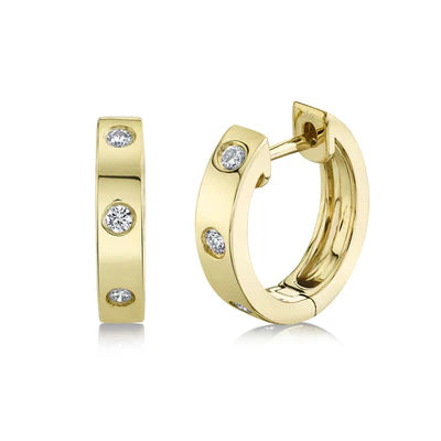 Three Diamond Huggie Earrings
