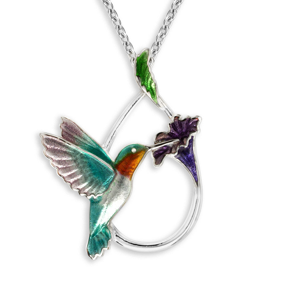 Turquoise Hummingbird Necklace. Sterling Silver