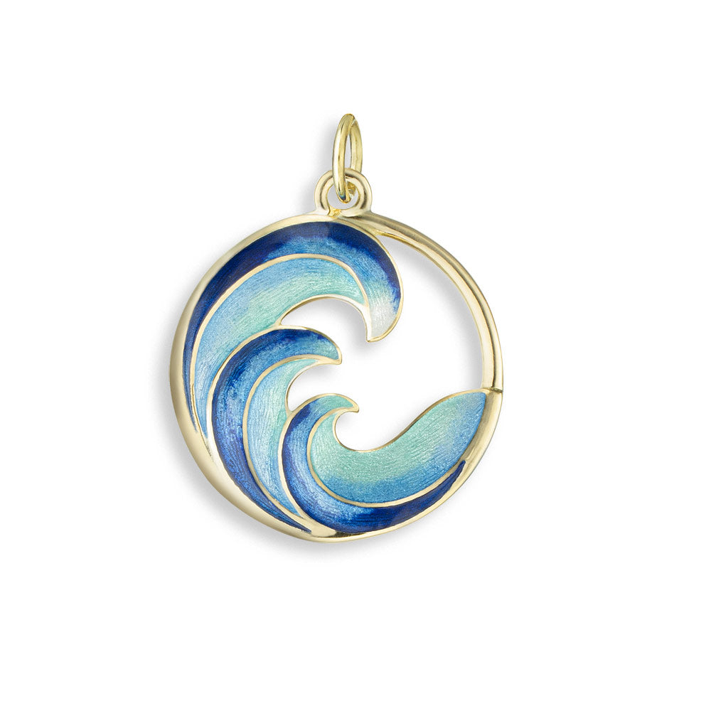 Blue Ocean Wave Pendant. 18K