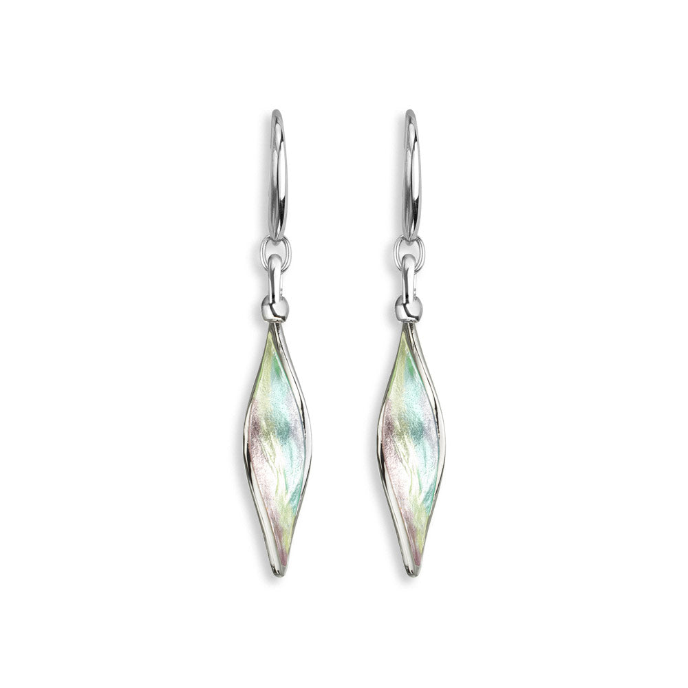 Green Aurora Wire Earrings. Sterling Silver