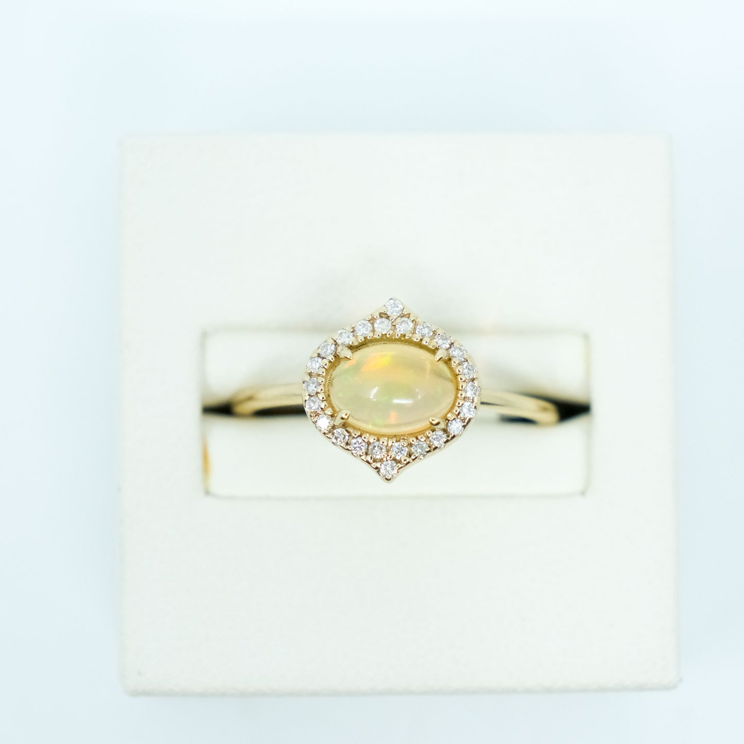 Opal Ring with Diamond Halo