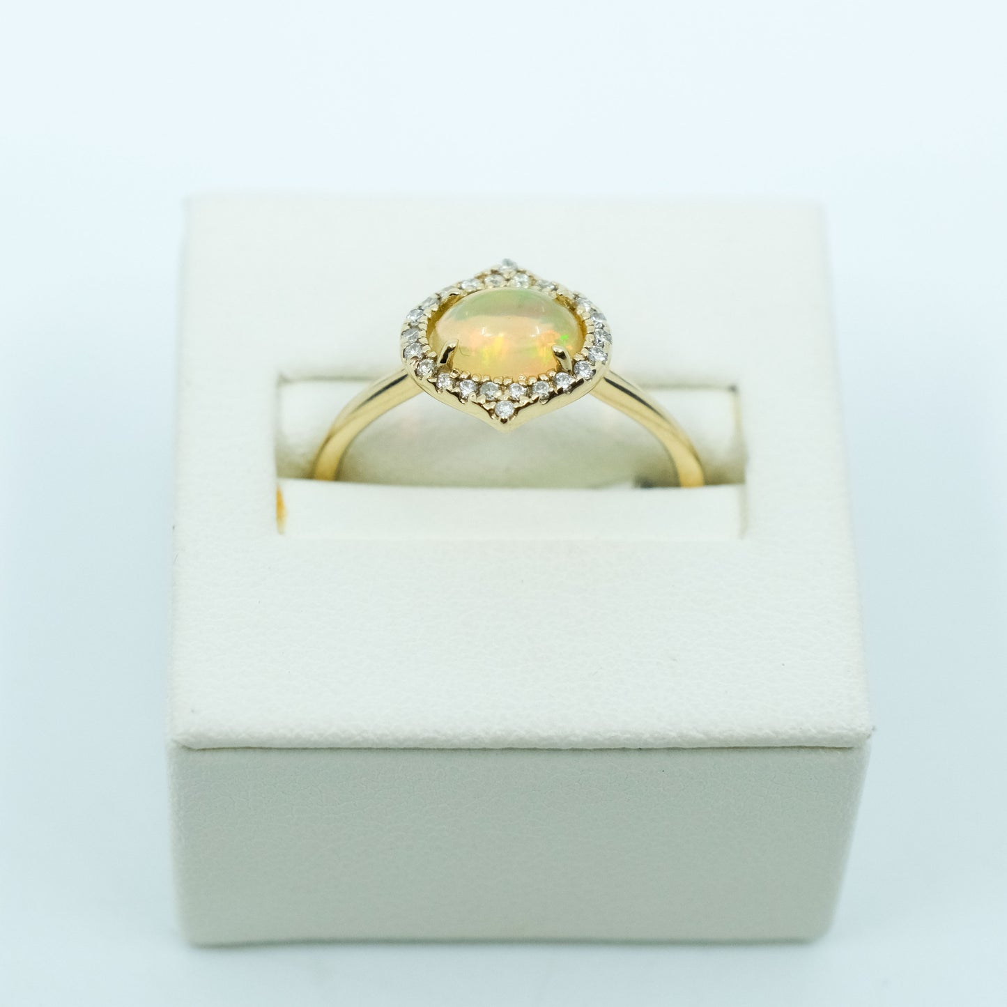 Opal Ring with Diamond Halo