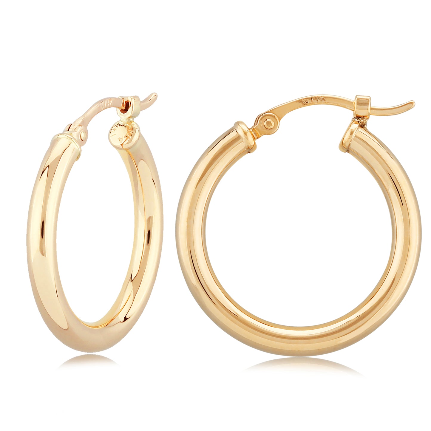 14K Gold Tube Hoops - 20mm