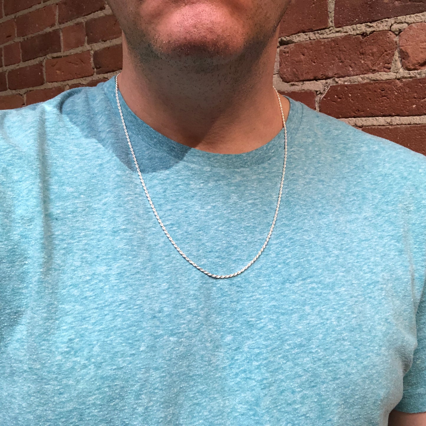 24" Silver Diamond Cut Rope Chain