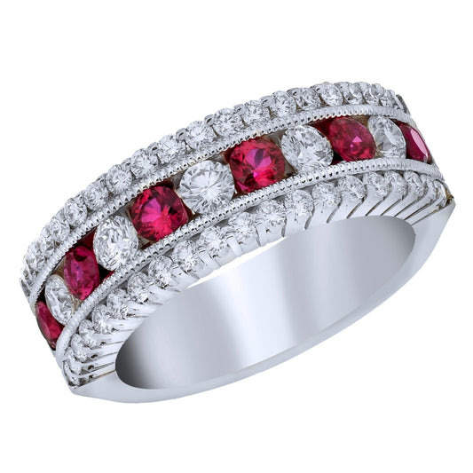 Spark Diamond and Ruby Ring .96cttw/.67cttw