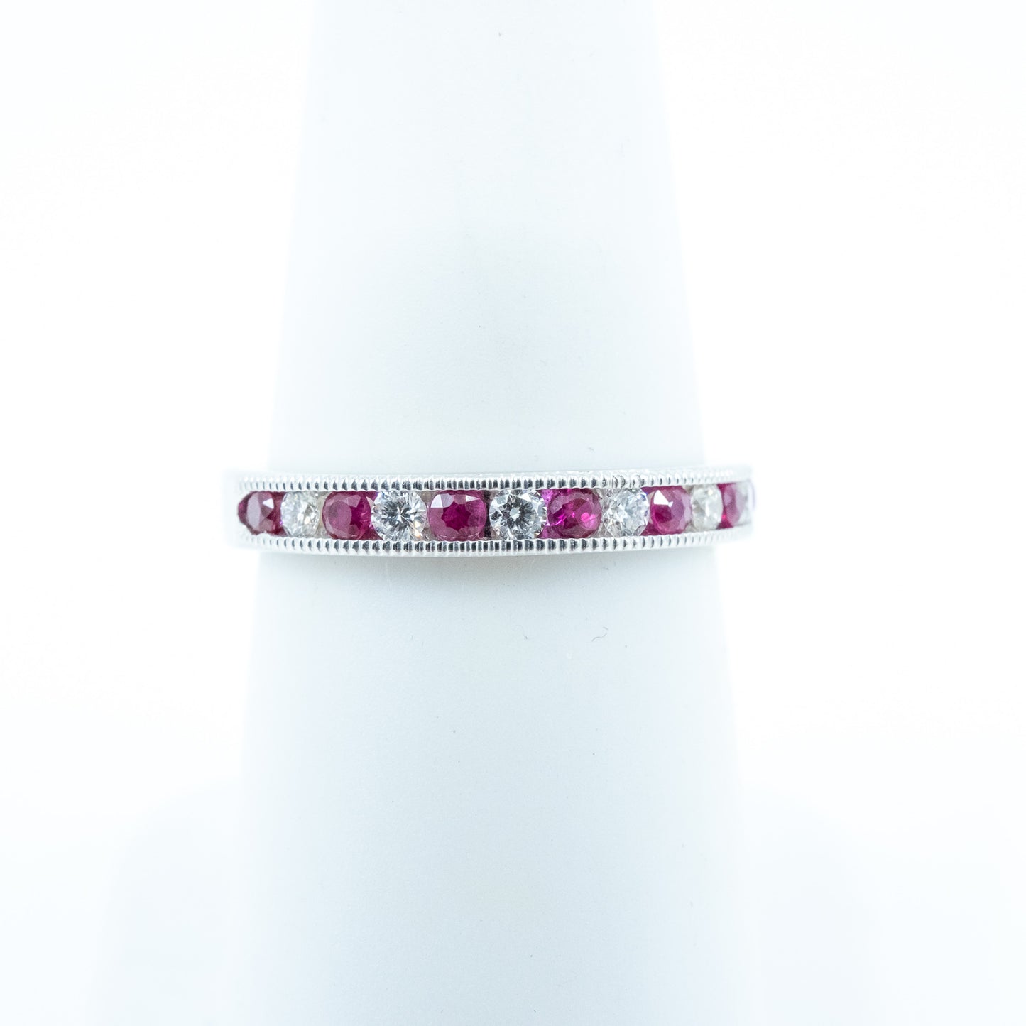 Spark Channel Set Alternating Ruby and Diamond Band 0.20cttw/0.30cttw/14KW