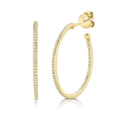 Diamond Oval Hoop Earrings