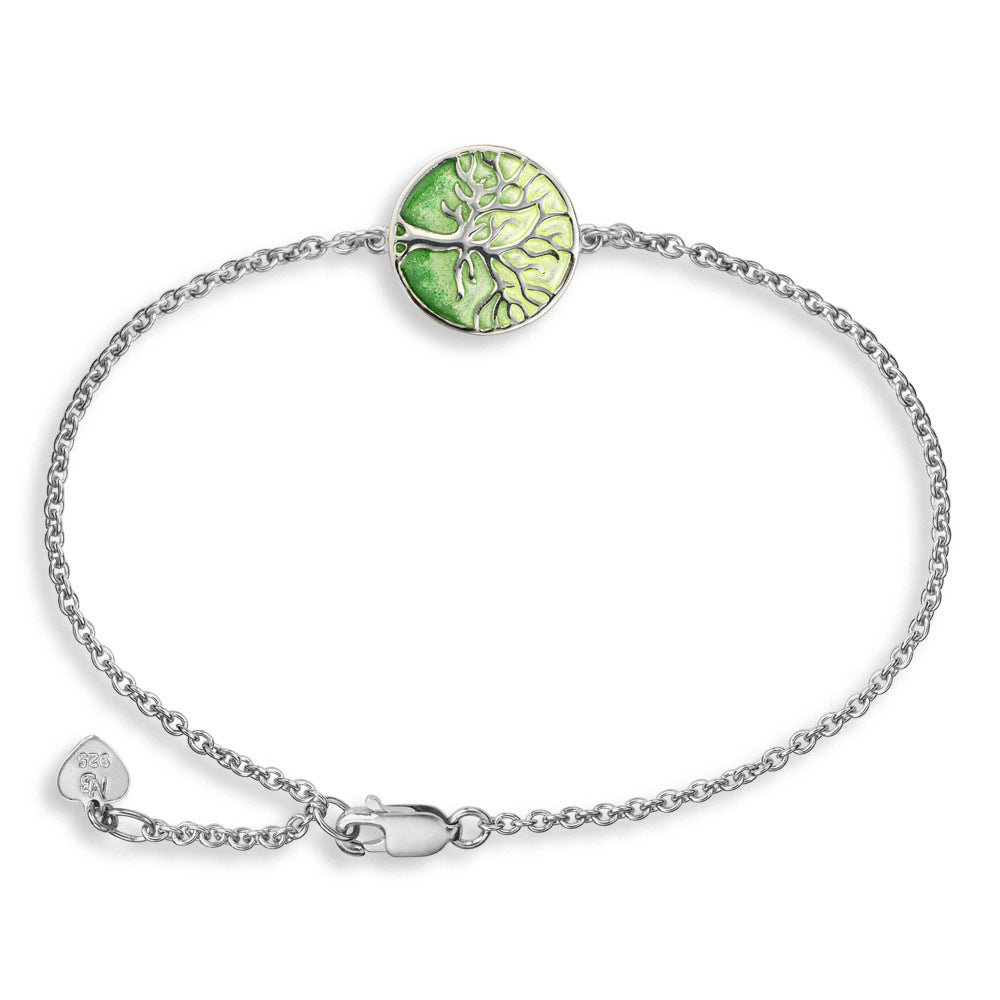 Green Tree of Life Bracelet. Sterling Silver