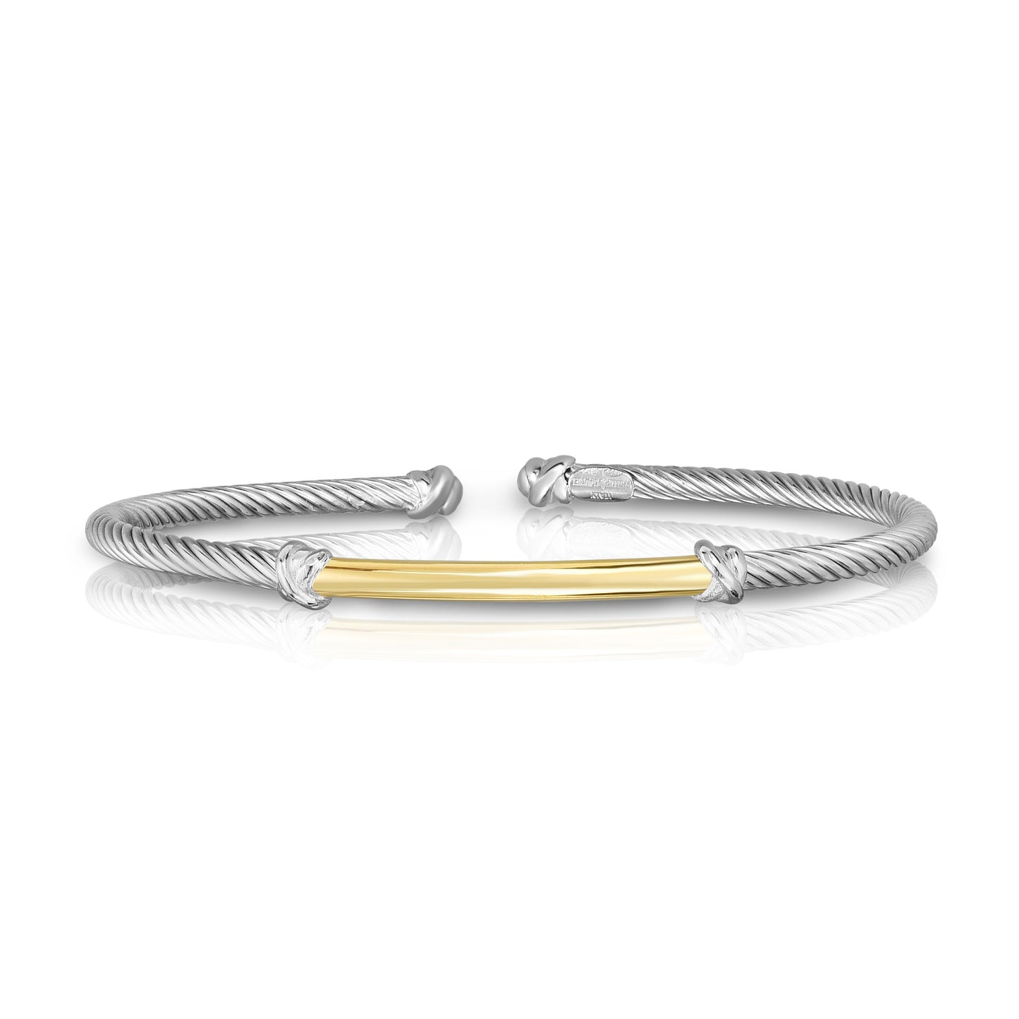 Phillip Gavriel Italian Cable Bangle w/ 3mm Gold Bar