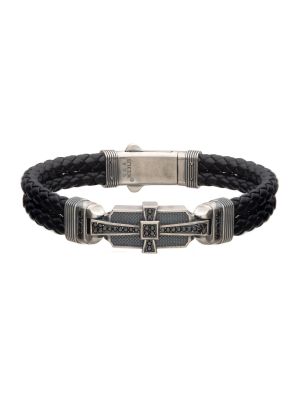 Sterling Silver Braided Leather Bracelet