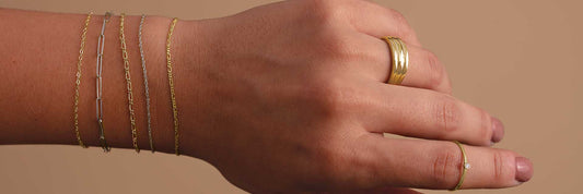 Picture of permanent jewelry on a person's wrist