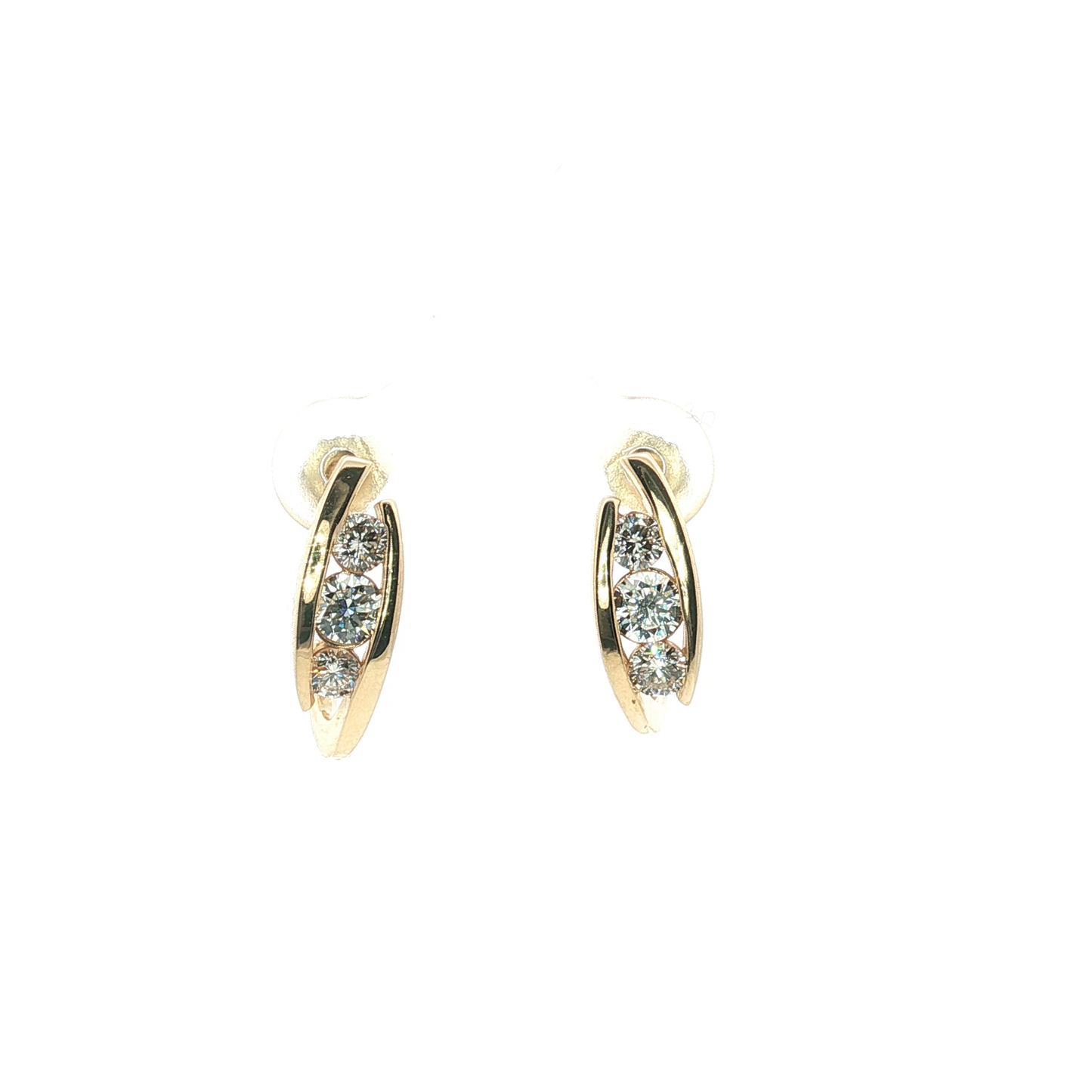 J-Hook Stud Earrings with Trio Diamond Setting
