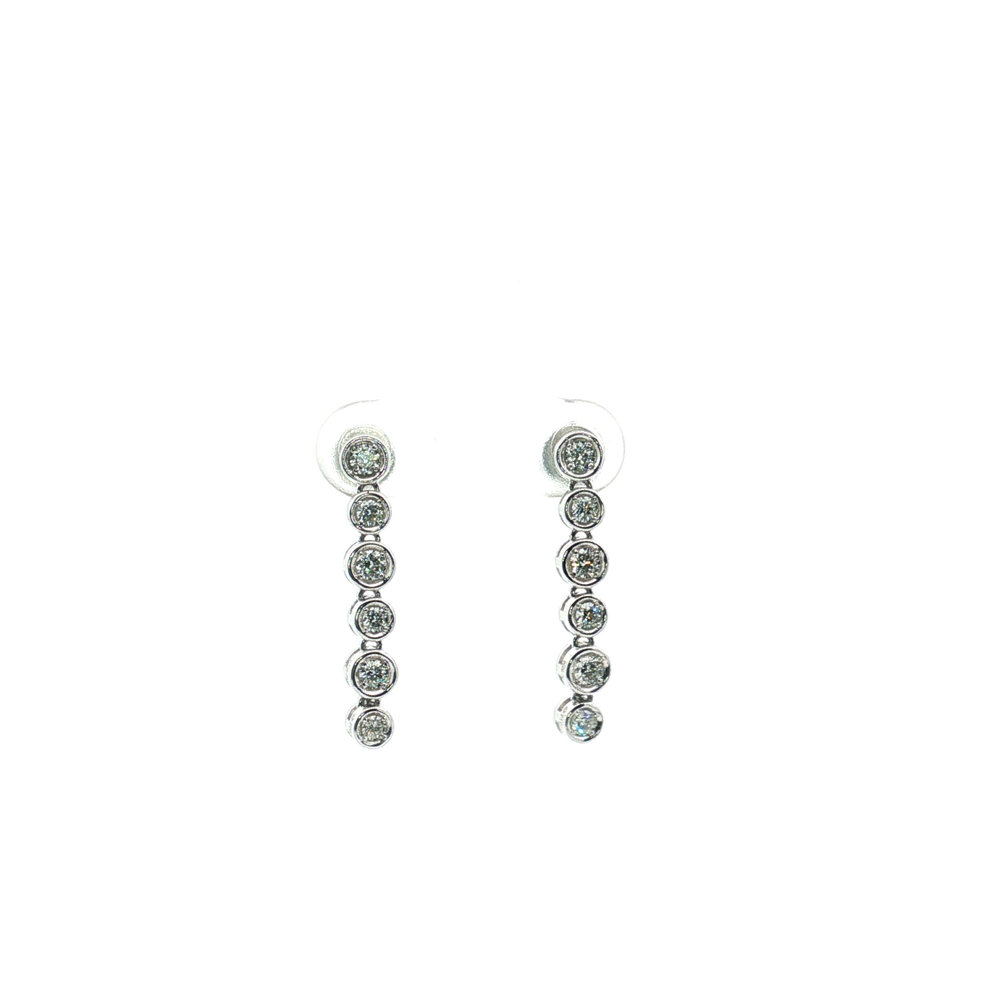 White Gold Dangle Bezel Drop Earrings