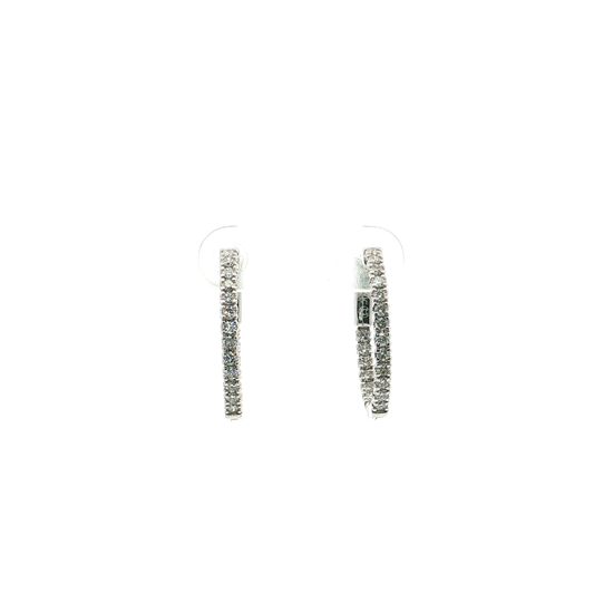 Oval Inside Out Diamond Hoop Earrings