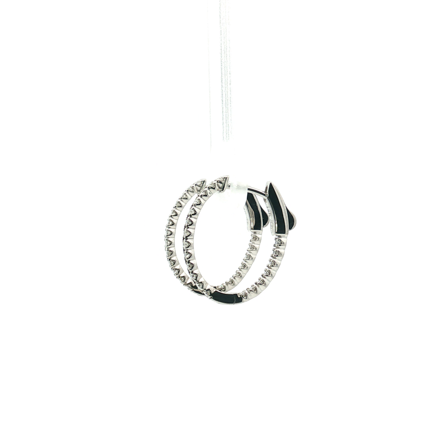 Oval Inside Out Diamond Hoop Earrings
