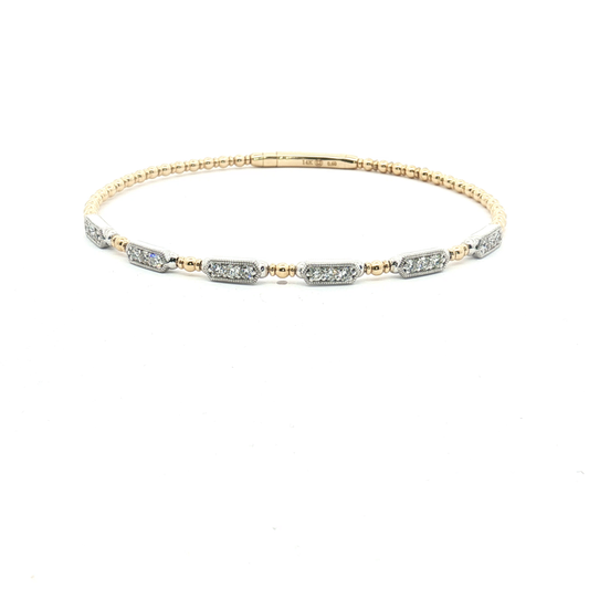 Two Tone Diamond Beaded Flexible Bracelet