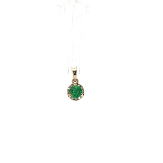 Round Brilliant Cut Emerald and Diamond Halo Pendant