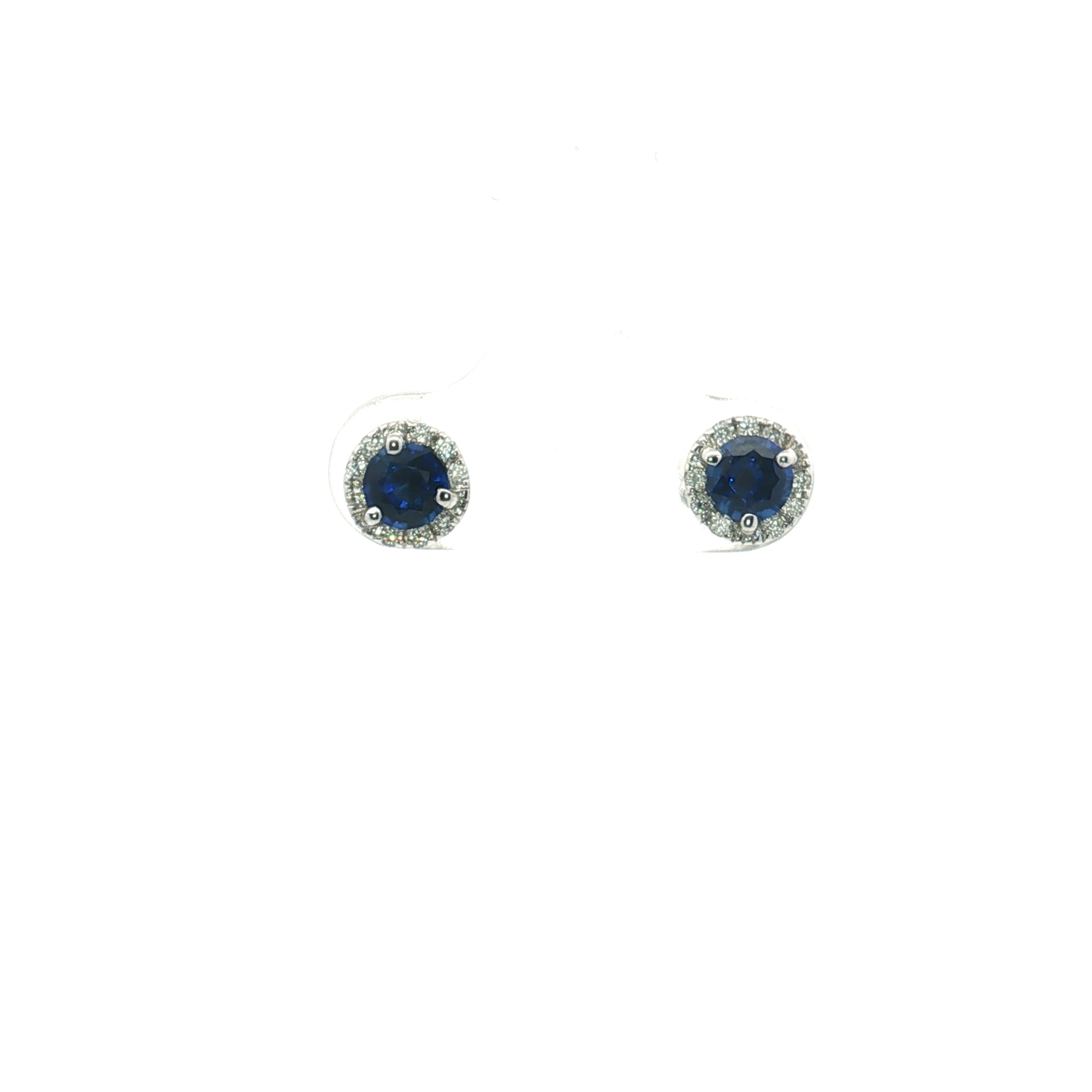 Ceylon Sapphire and Diamond Halo Studs