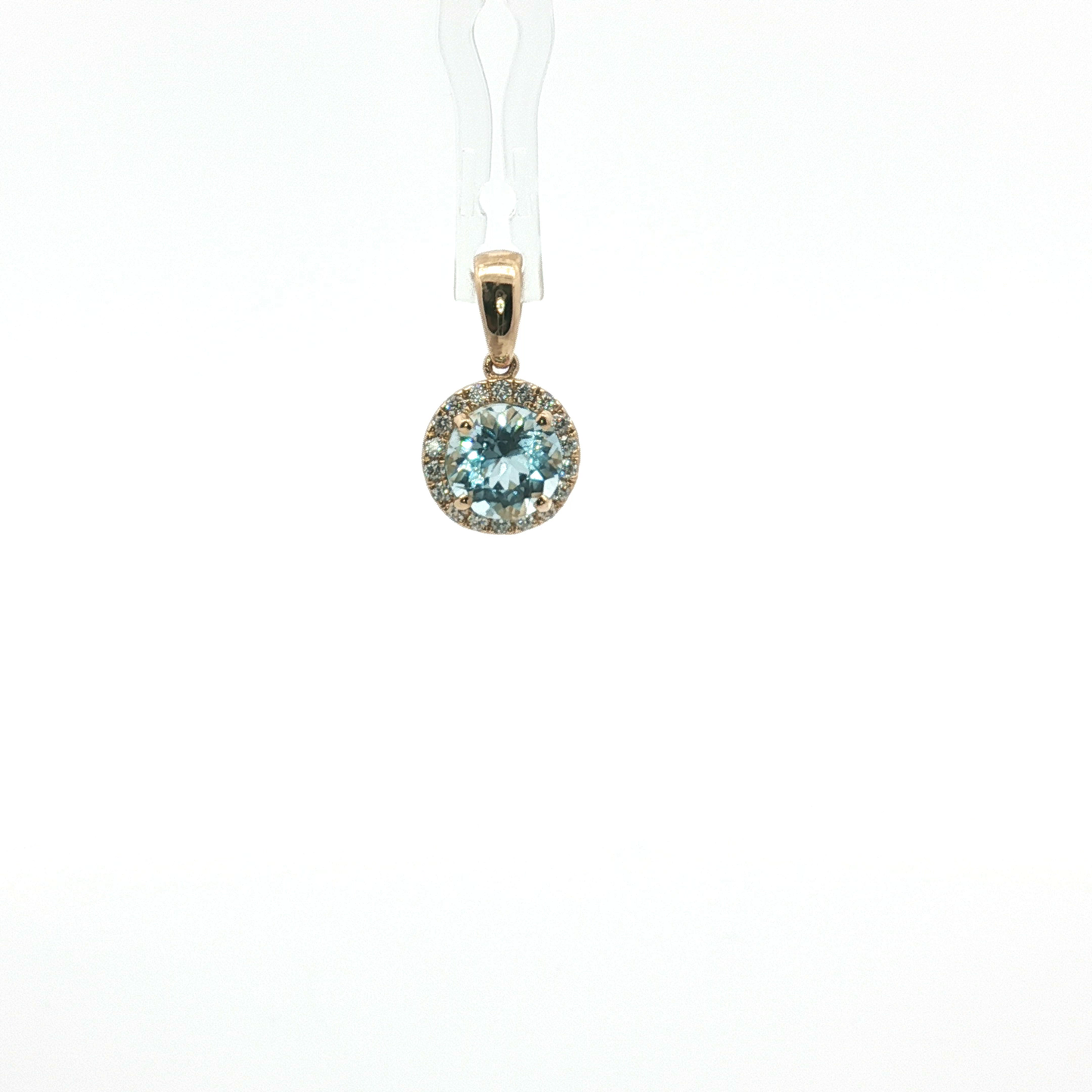 Aquamarine and Diamond Halo Pendant