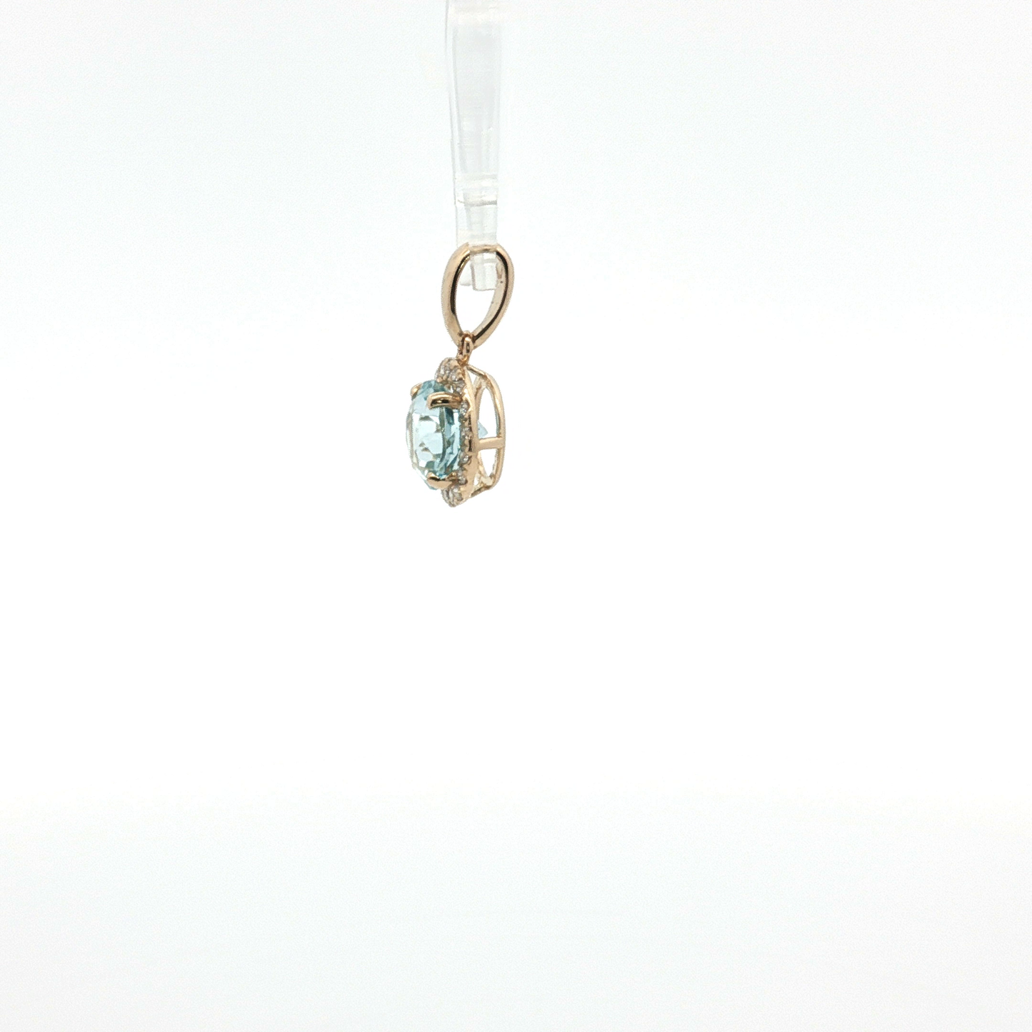 Aquamarine and Diamond Halo Pendant