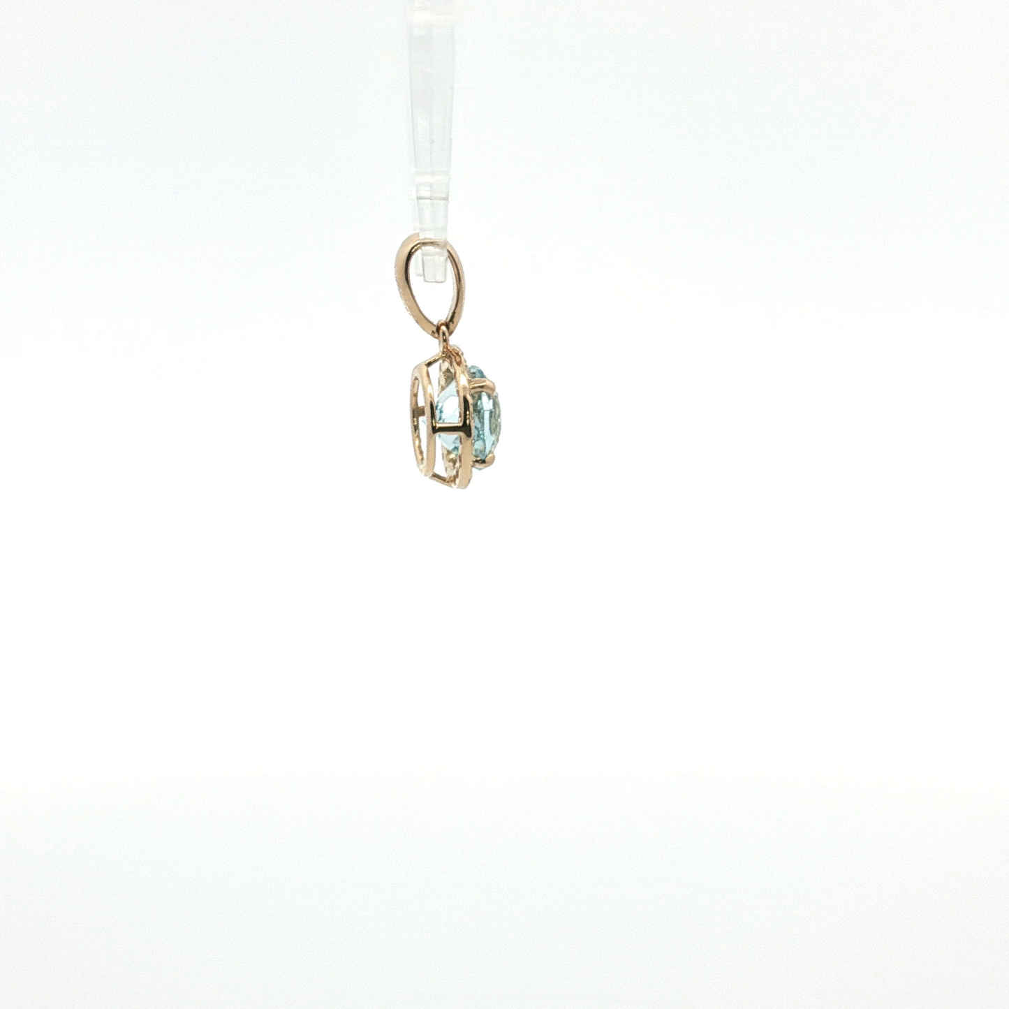 Aquamarine and Diamond Halo Pendant